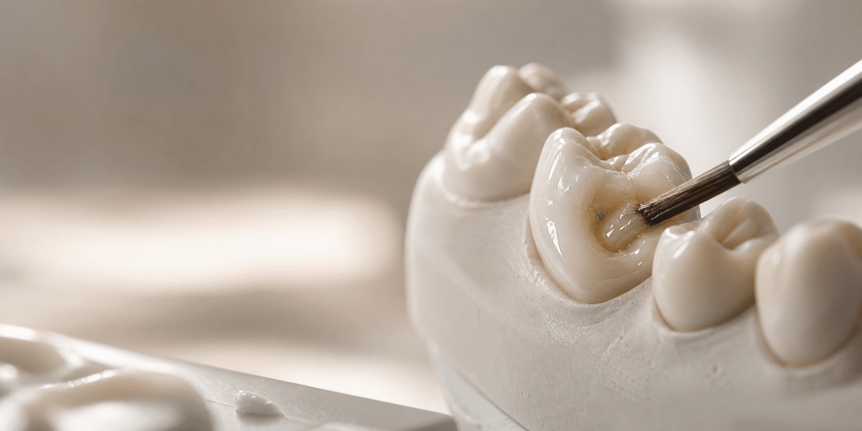 Close-up of a patient's repaired front tooth after dental bonding at Midland Dental Center