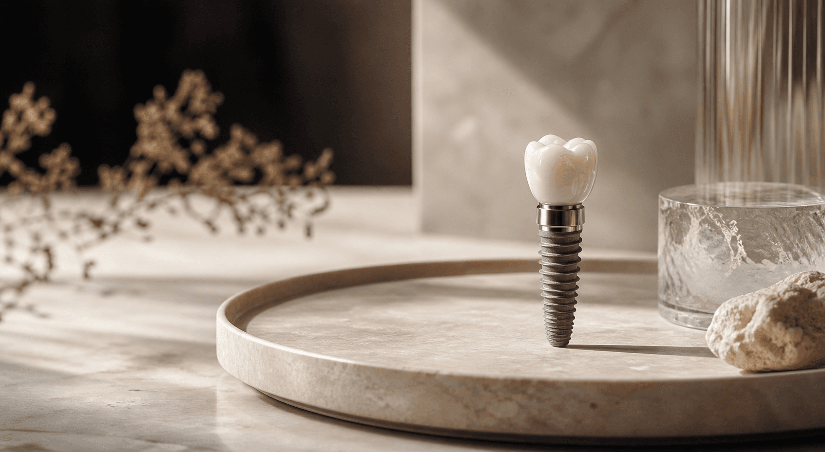 A dental implant model used to explain tooth replacement