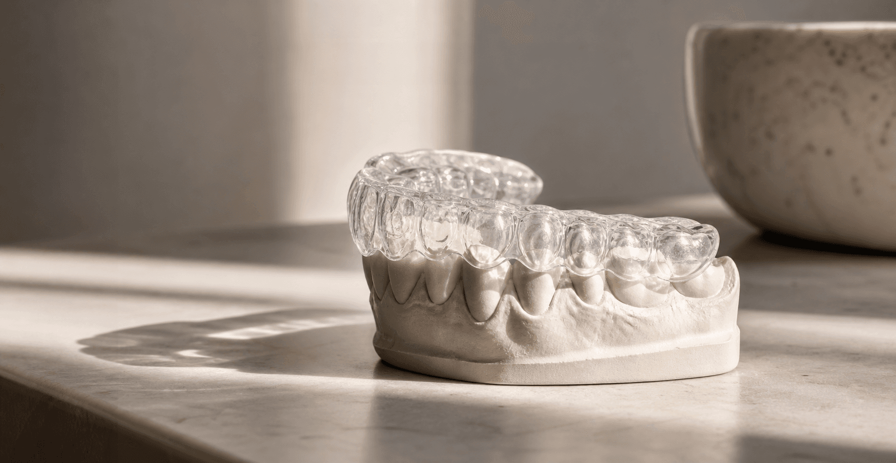 Custom night guard being fitted for a patient at Midland Dental Center