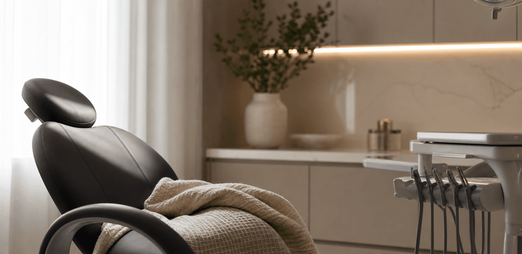 Calm treatment room setting used for anxious patients at Midland Dental Center